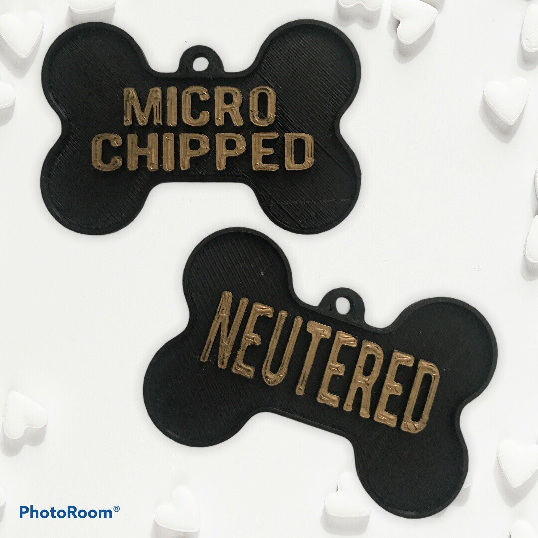 Dog ID Tag Safety Dog Tag Microchipped Spayed Dog Tag Etsy UK