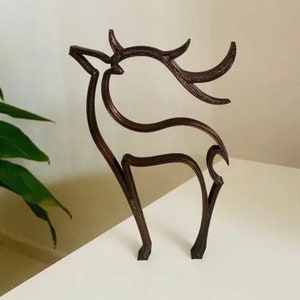 Reindeer Silhouette, 3D line art, Animal Minimalist Sculptures, gift, ornament, wall art, 3D Art,