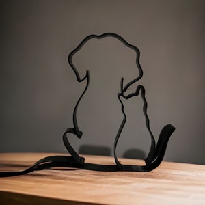 Dog and cat 3D Art, ornament, wall art, memorial gift, Silhouette, Animal Minimalist Sculptures, 3D Art,