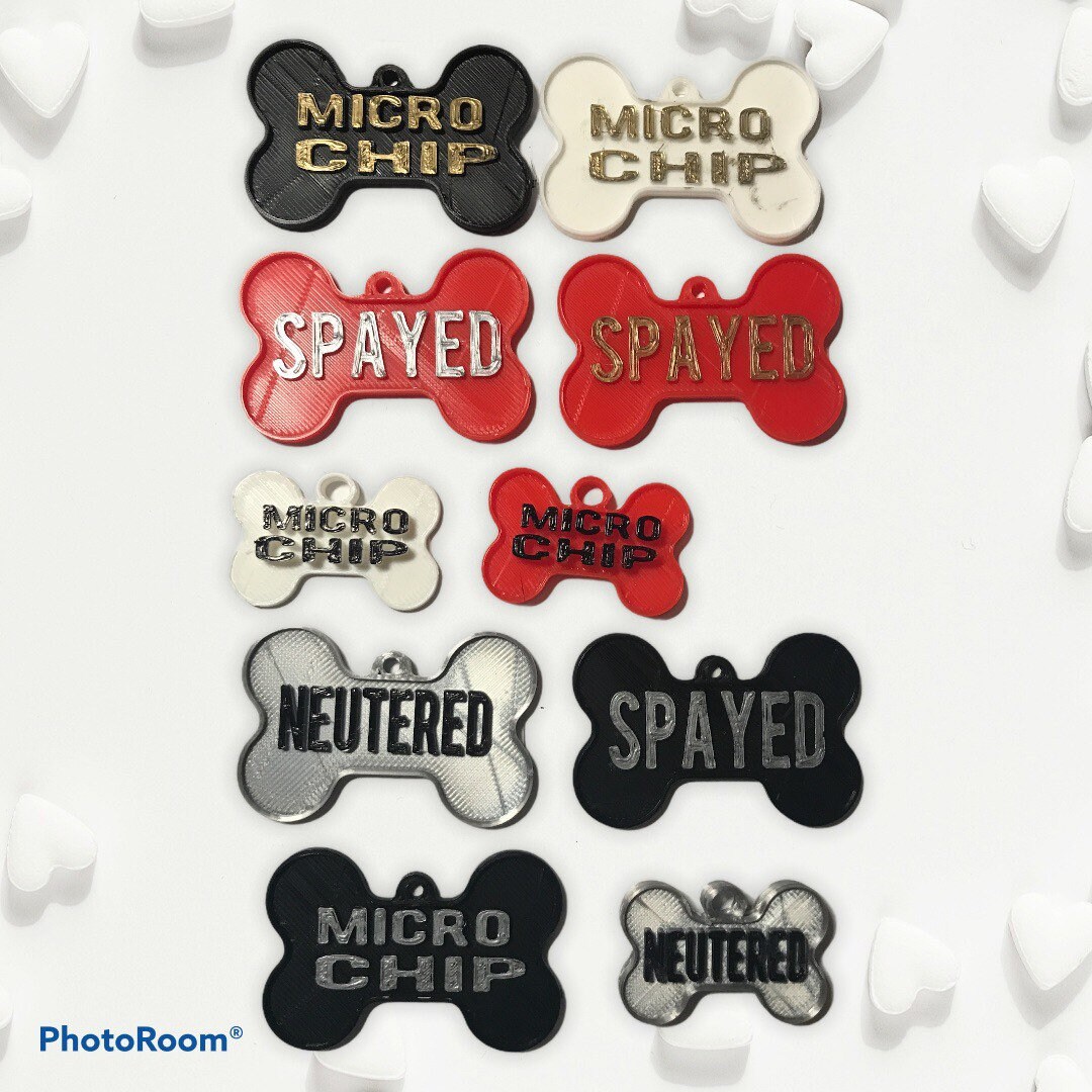 Dog ID Tag Safety Dog Tag Microchipped Spayed Dog Tag Etsy UK