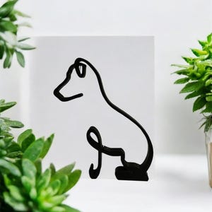 Ornamento minimalista stampato di Jack Russell / Arte minimalista con linee di cani / Decorazione da scaffale Terrier / Regalo per amanti dei cani / Scultura moderna per animali domestici