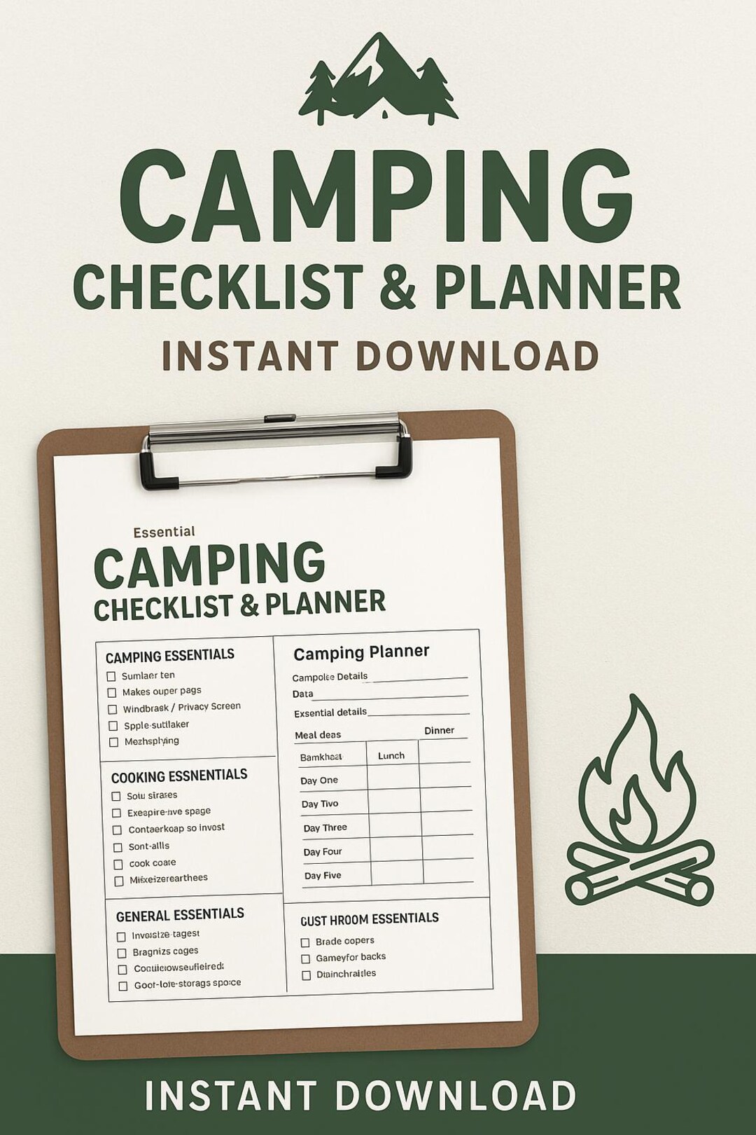 7 Pages of Camping Checklist & Trip Planner – Printable PDF – Packing ...