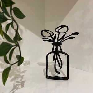 Minimalistic Flower Vase 3D Line Art, ornament, wall art, memorial gift, Silhouette, Minimalist Sculptures, 3D Art,