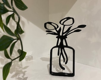 Flower Vase 3D Art, ornament, wall art, memorial gift, Silhouette, Minimalist Sculptures, 3D Art,
