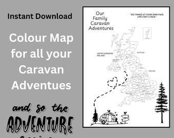 Caravan Colour Map: Printable Keepsake to capture all your adventures (PDF Download)