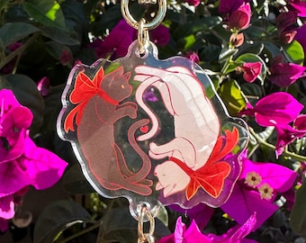 Yin and Yang Cats Acrylic Charms Tassle