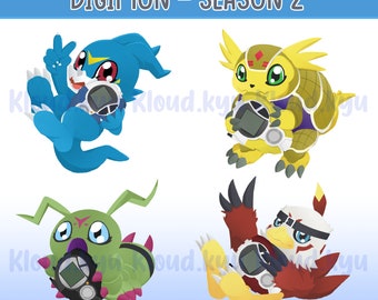 Digimon Season 2 Cute Nostalgia Stickers