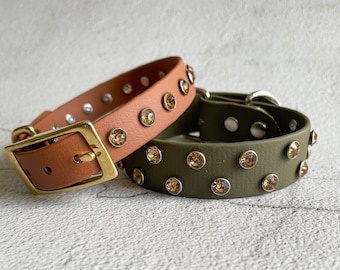Double Row | Rhinestone Dog Collar | Vegan | Biothane | Bespoke