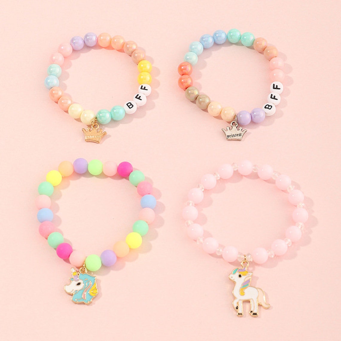 Unicorn 4 Piece Beaded Bracelet Set Multicoloured Perfect Etsy UK