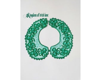 Collier vert en dentelle au crochet irlandais, collier en dentelle de coton crochet, collier rose crochet détachable, Accessoires en dentelle faits à la main pour femmes