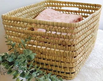 Panier de rangement en feuilles de palmier, Rangement de la maison, Panier osier