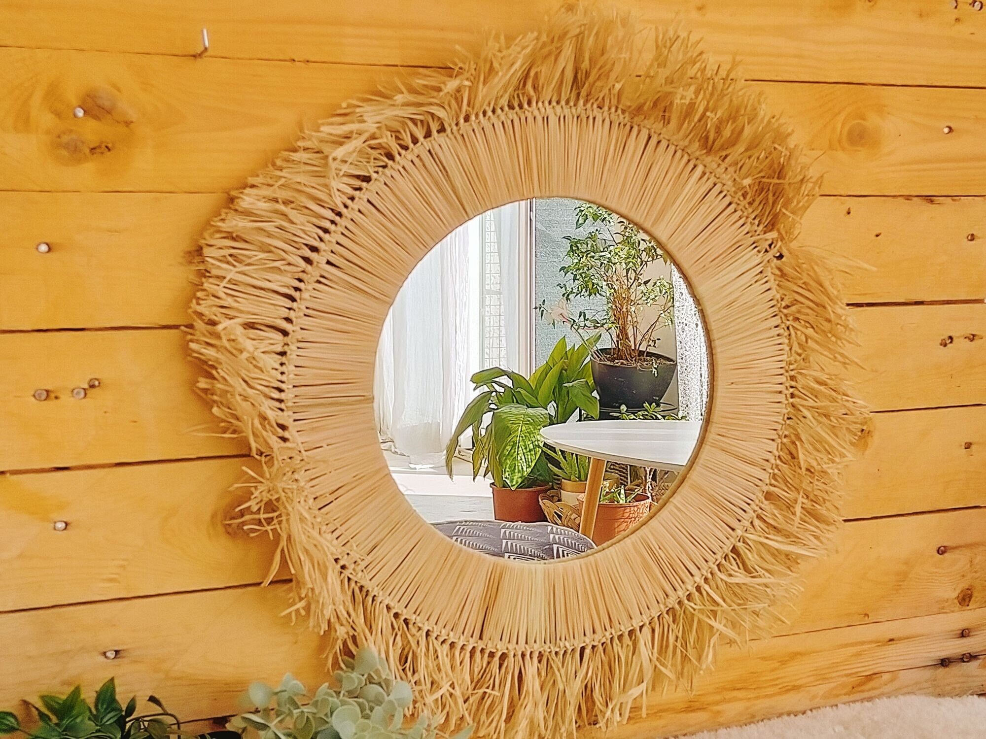 Miroir Rond en Raphia 50 cm de Diamètre