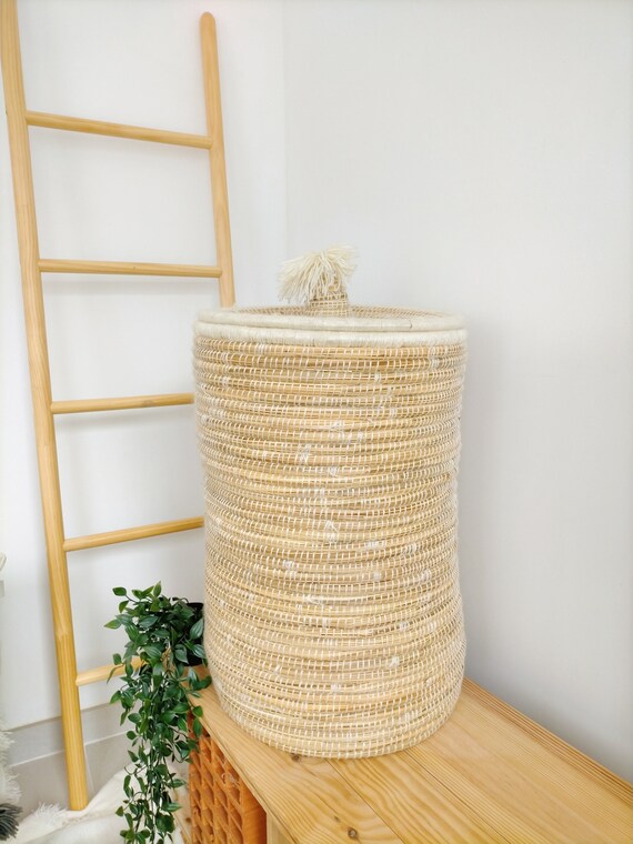 Panière rangement, Panier à linge, Panière osier, Panier berbère
