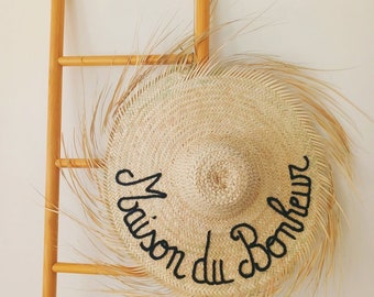 Decorative wall hat, Straw hat wall decoration, Boho wall decoration