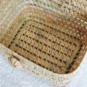 Small storage trunk, vintage vanity in palm leaves, wicker basket image 4