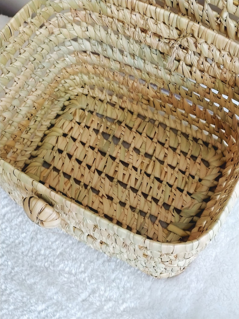 Small storage trunk, vintage vanity in palm leaves, wicker basket image 4