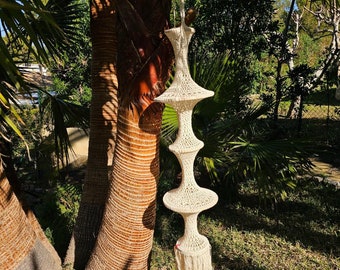 Lámpara colgante de ganchillo farolillo a crochet boho ibiza (1,20m longitud)