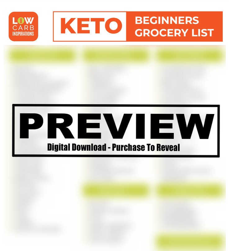Keto Beginners Grocery List | Digital File | Weight Loss Journey ...