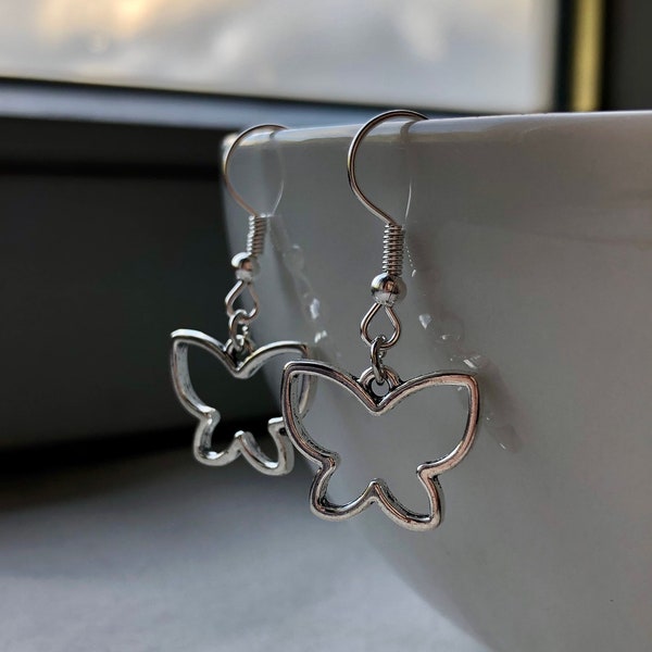 Butterfly earrings silver, butterfly earrings silver minimalist