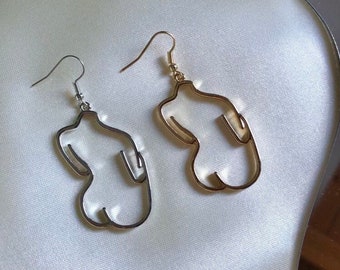 Feminist Earrings, Woman Body earrings silver/gold, Feminist Earrings
