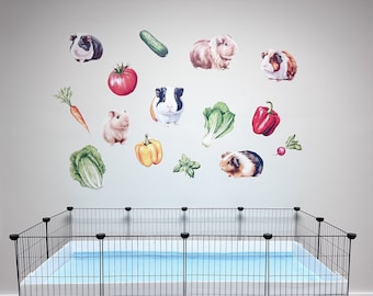Guinea Pig Wall Decals, Fabric Wall Decal, Peel and Stick, Guinea Pig Decor, Guinea Pig Accessory, Guinea Pig Sign, Pig Cage Wall Decor
