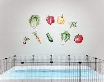 Vegetable Wall Decals, Guinea Pig Decor, Fabric Wall Decal, Guinea Pig Accessories, Guinea Pig Sign, Guinea Pig Cage Wall Decor, Veggies