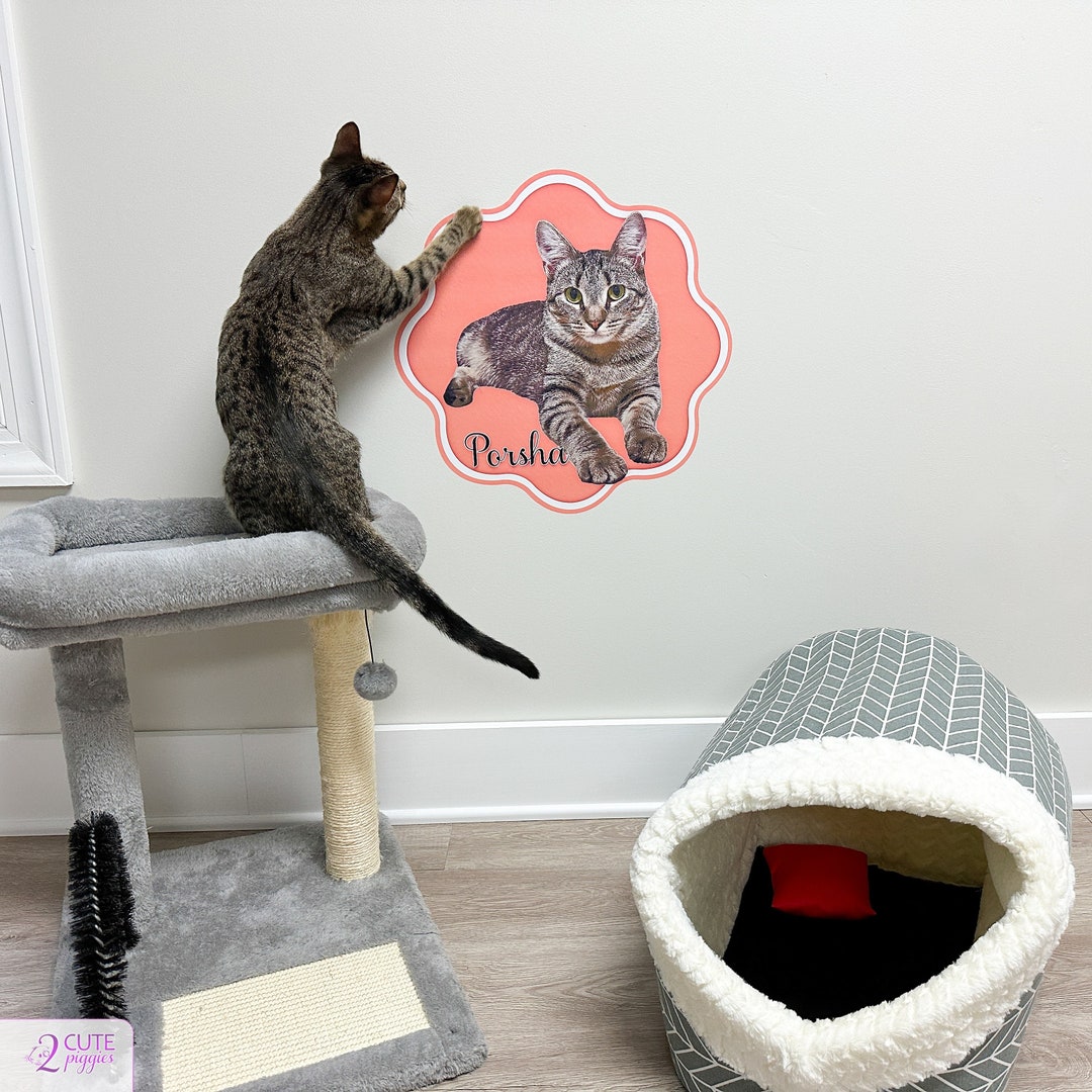 Cat Wall Decal Personalized, Cat Name Tag, Customized Cat Photo, Cat