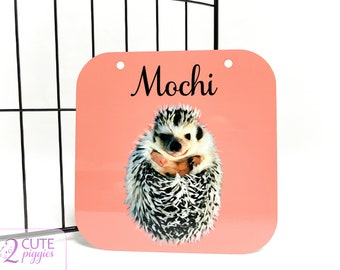 Hedgehog Cage Name Tag with Picture of Your Hedgehog - Oil Painting Effect