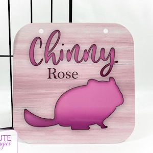 Chinchilla Cage Tag, Chinchilla Cage Accessories, Chinchilla Name Tag, Chinchilla Cage Name Tag, Chinchilla Cage Decor, Personalized Chinny