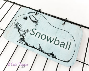 Guinea Pig Cage Name Tag - 4"x7" Rectangular