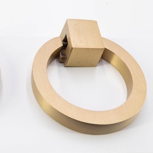 Satin Brass Ring Pull: Modern Cabinet & Drawer Hardware