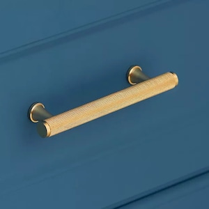 Gold Knurled - Brass Pull, Knurled Cabinet Handles, Solid Brass Bar Handles & Pulls, Brass Cabinet Hardware