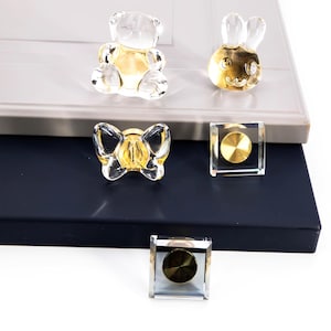 Crystal Glass Cabinet Knob: Unique Brass Base Drawer Pull