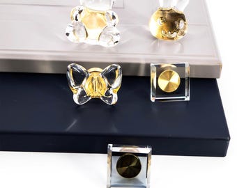 Crystal Glass Cabinet Knob: Unique Brass Base Drawer Pull
