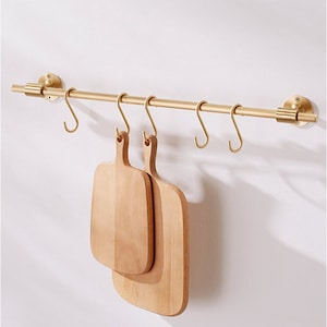 Polished Brass Towel Bar, Modern Brass Towel Rod, Wall-Mounted Utensil Bar, Kitchen Rail Rack, Brass Hand Towel Holder, Modern Towel Rack