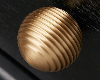 Solid Brass Ball Cabinet Knob: Modern Single Hole Drawer Pull