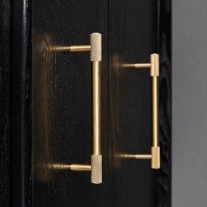 Solid Brass Knurled Cabinet Pull - Textured Drawer Handle