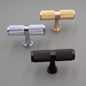 Solid Brass Knurled Drawer Pulls and Knobs - Solid Brass Knurled - T-Bars