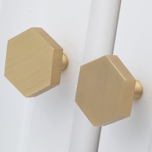 Gold Brass Hexagon Cabinet Drawer Handles, Pulls Knobs Cabinet Hardware