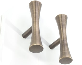 Mid Century Modern Brushed Bronze Cabinet Pulls - Solid Brass Furniture Knobs