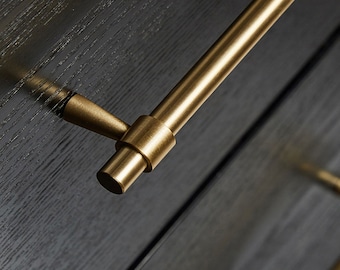 Gold Modern Satin Brass Pull, Cabinet Handles, Solid Brass Bar Handles & Pulls, Solid Brass Cabinet Hardware, Furniture Pulls, Cupboard