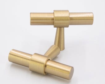 Modern Brass T Bar Cabinet Pull: Solid Hardware
