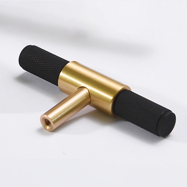 Black and Gold Knurled Brass Pull Knurled Handles Etsy