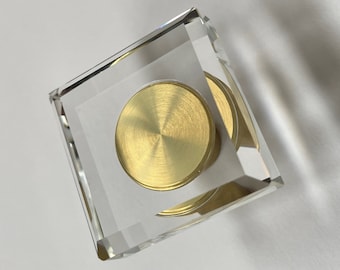 Crystal Brass Drawer Knob: Square Gold Cabinet Hardware