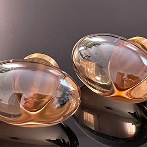 Crystal and Brass Oval Drawer Knob, Crystal Glass Cabinet knob with Solid Brass Base
