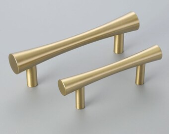 Bar Cabinet Handle Pull - Brushed Satin Gold/Brass With Black Finish, 9.7 Inch (8.8 Hole Center), 10 Pack