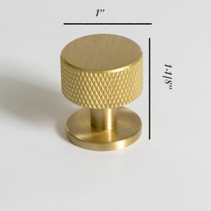 Solid Brushed Brass Textured Knurled Cabinet Pulls Brass Drawer Handles, and Brass Cabinet Handles MEDIUM KNOB