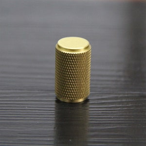 Solid Brushed Brass Textured Knurled Cabinet Pulls Brass Drawer Handles, and Brass Cabinet Handles SMALL KNOB 1/2"X1"