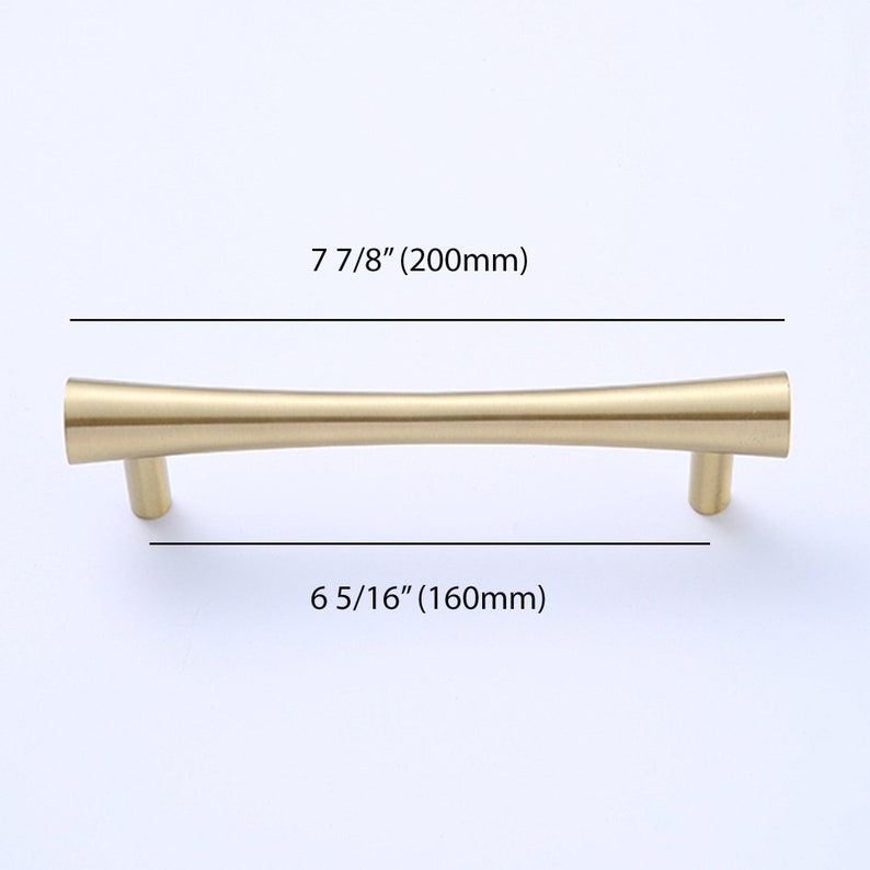 Mid-Century Modern Brass Pull, Cabinet Handles, Solid Brass Bar Handles & Pulls, Brushed Brass Cabinet Hardware, Modern Furniture Pulls CC160 PULL