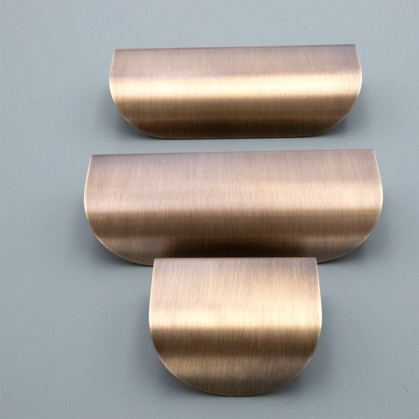 Invisible Brushed Bronze Drawer Pulls - Handle Finger Pull, Cabinet Hardware